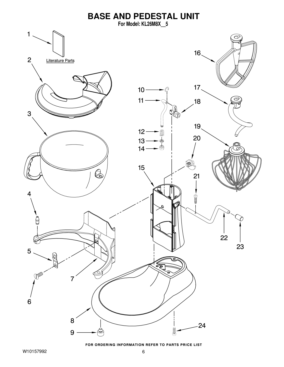 KitchenAid KL26M8XOB5 manual Base and Pedestal Unit 