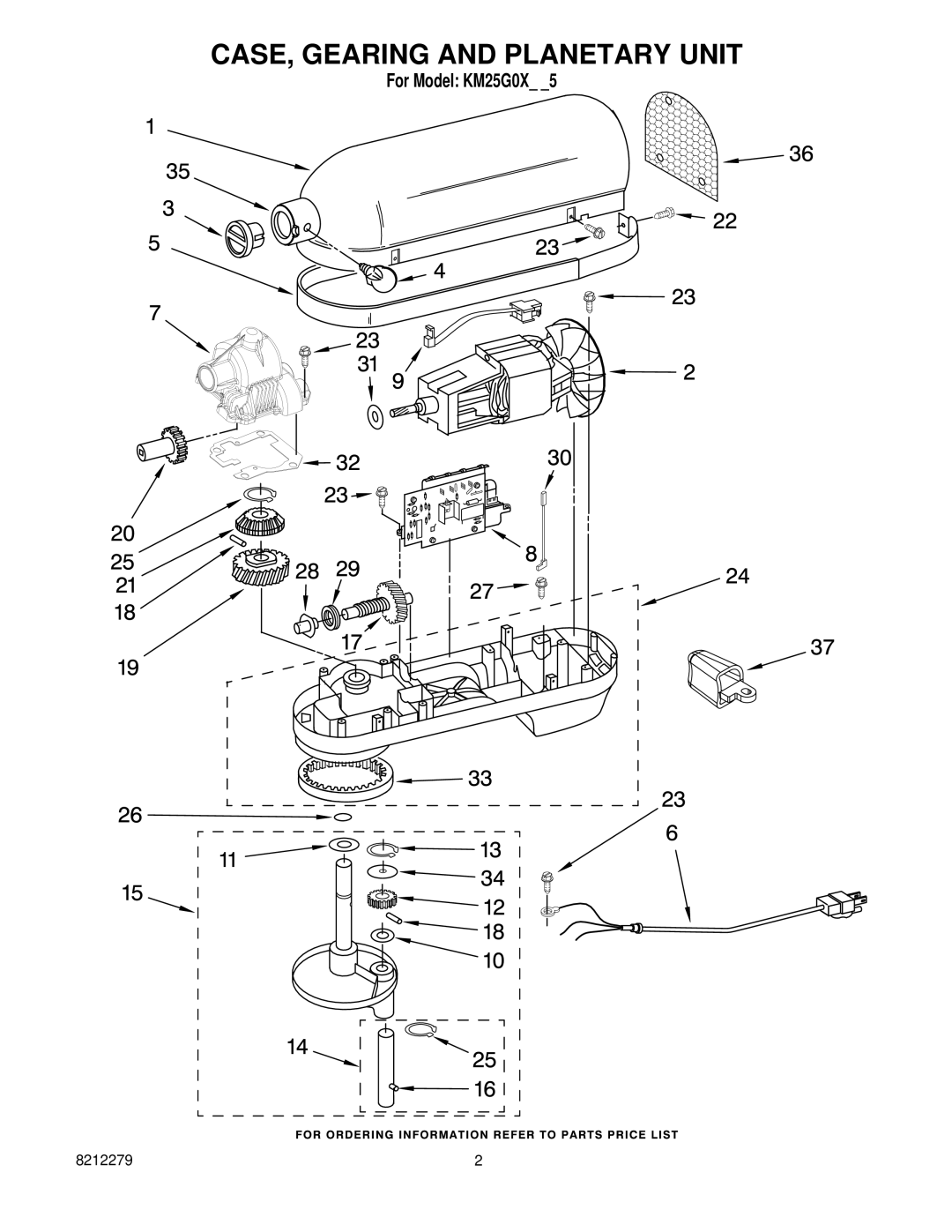 KitchenAid KM25G0XWH5 manual CASE, Gearing and Planetary Unit 