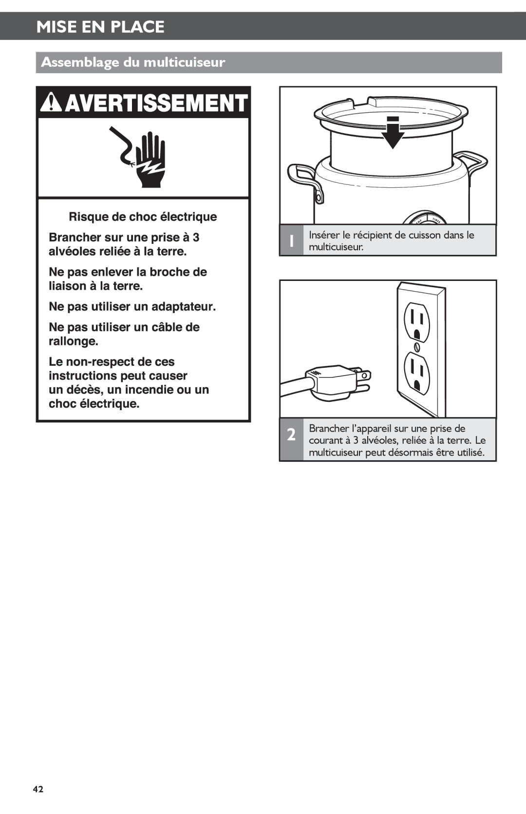 KitchenAid KMC4241 manual Assemblage du multicuiseur 