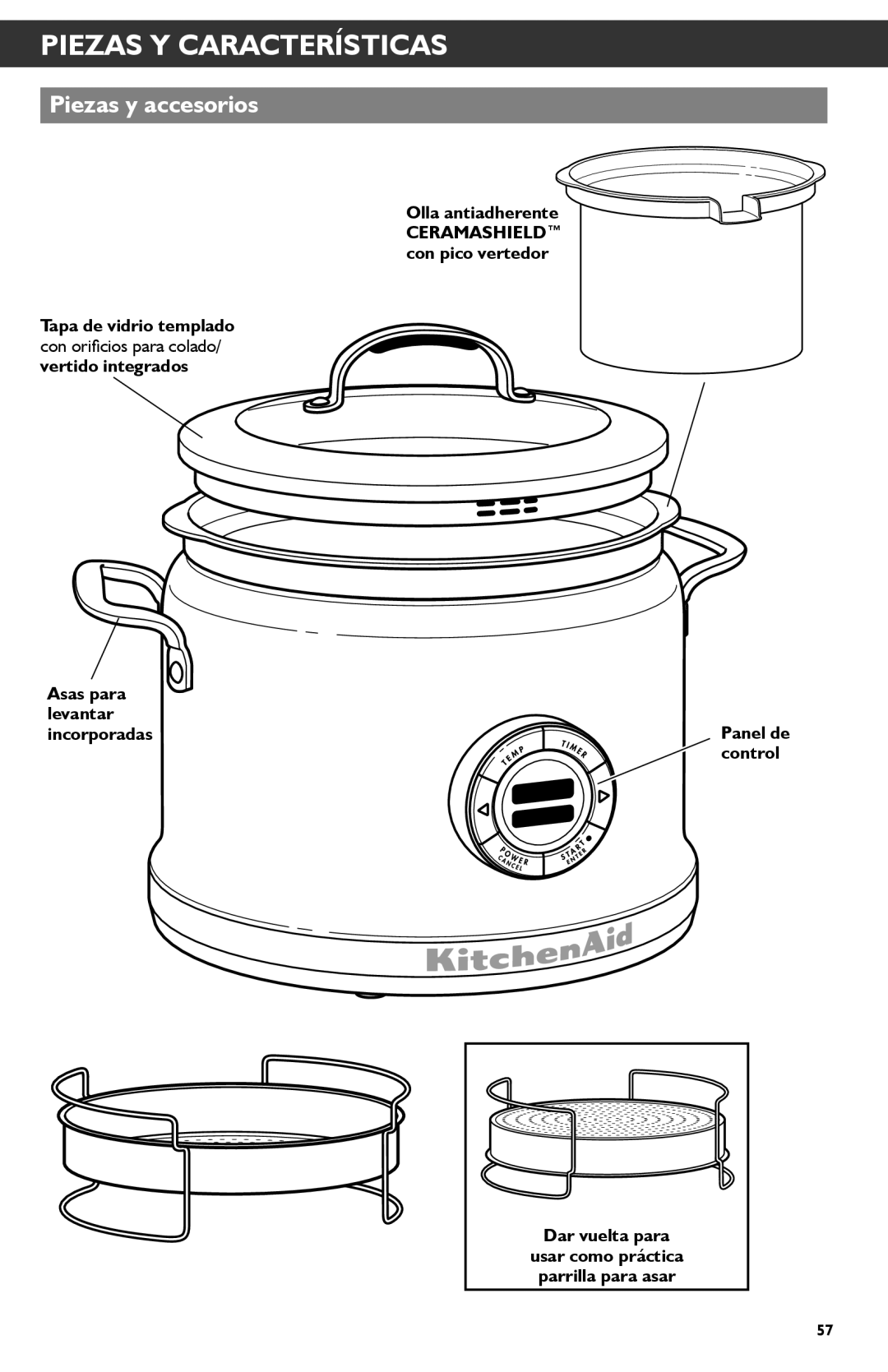 KitchenAid KMC4241 manual Piezas Y Características, Piezas y accesorios 