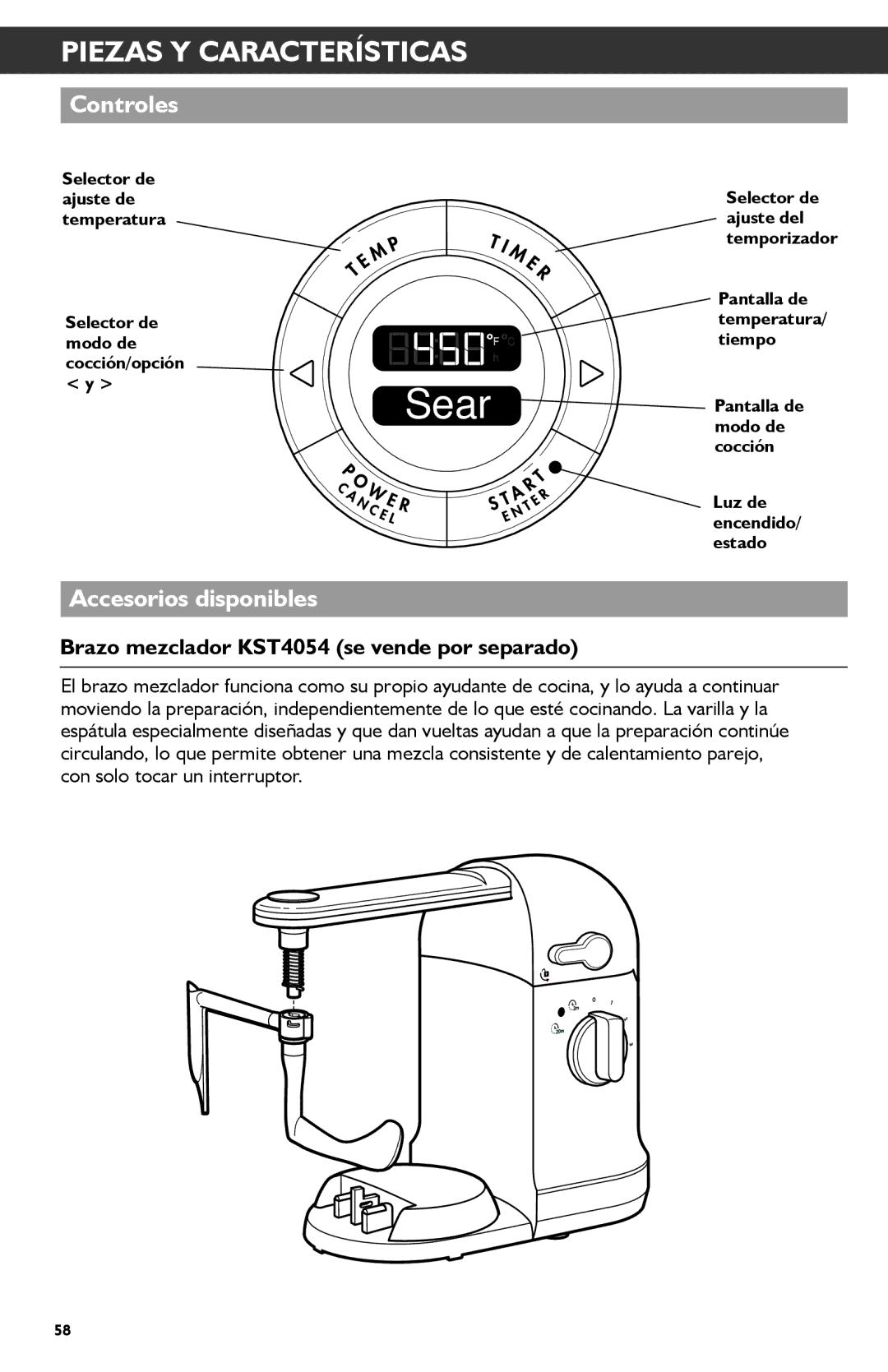 KitchenAid KMC4241 manual Controles, Accesorios disponibles 