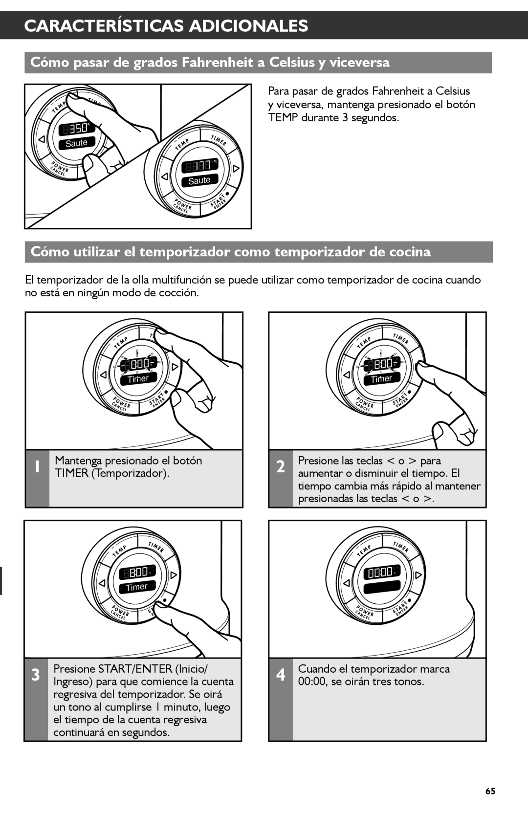 KitchenAid KMC4241 manual Cómo pasar de grados Fahrenheit a Celsius y viceversa 