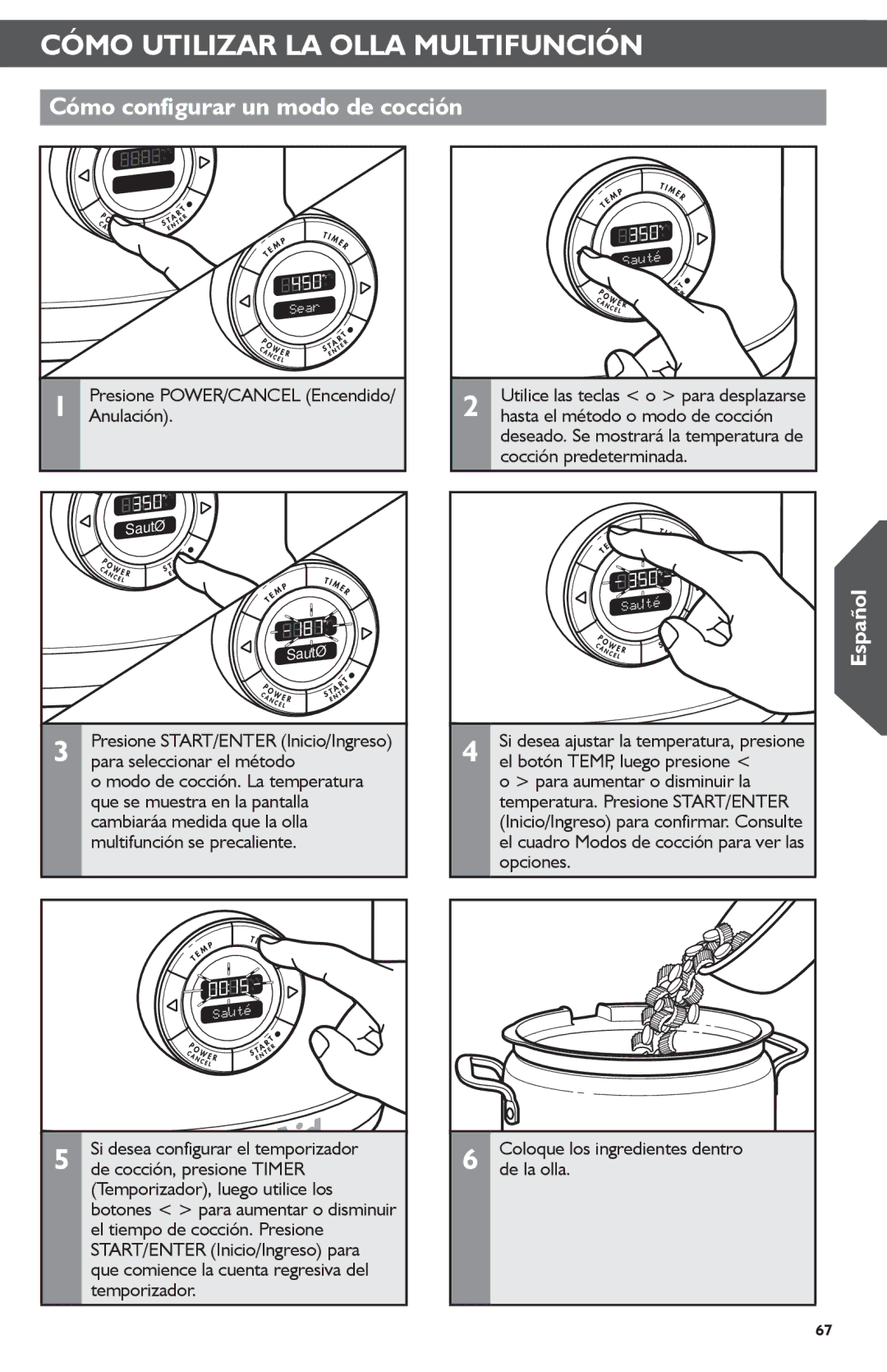 KitchenAid KMC4241 manual Cómo Utilizar LA Olla Multifunción, Cómo configurar un modo de cocción 