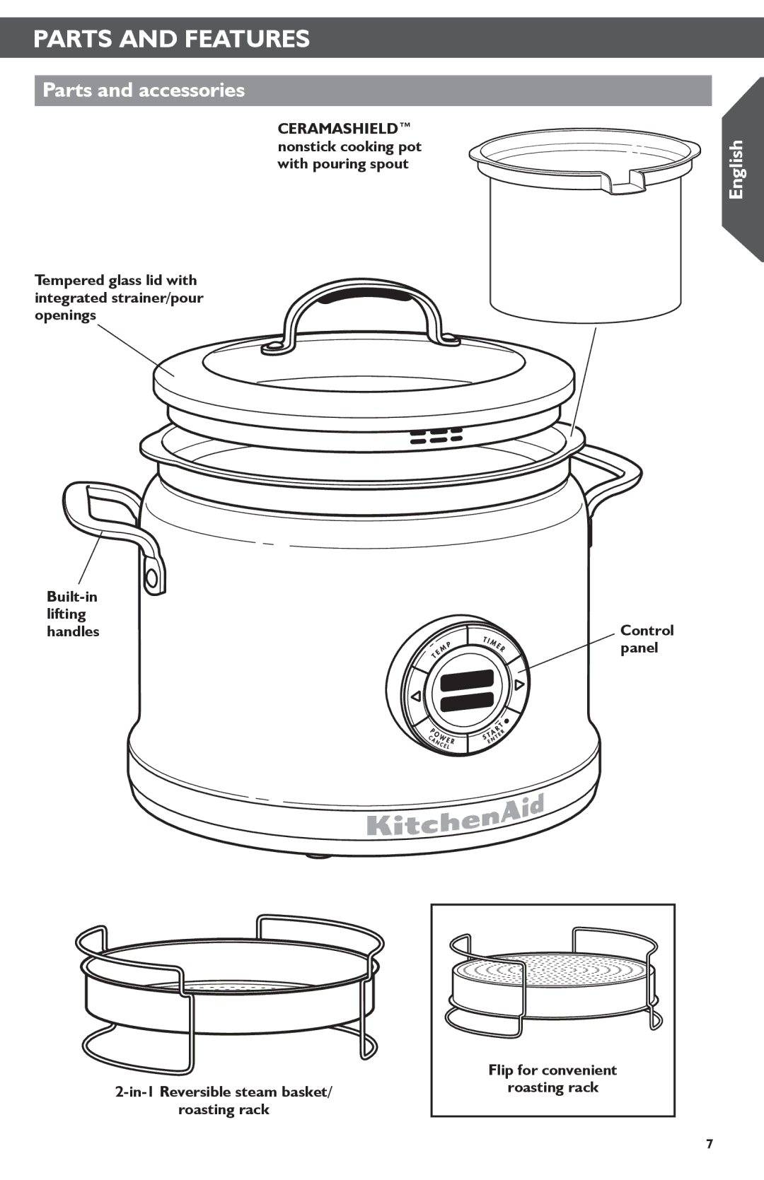 KitchenAid KMC4241 manual Parts and Features, Parts and accessories 