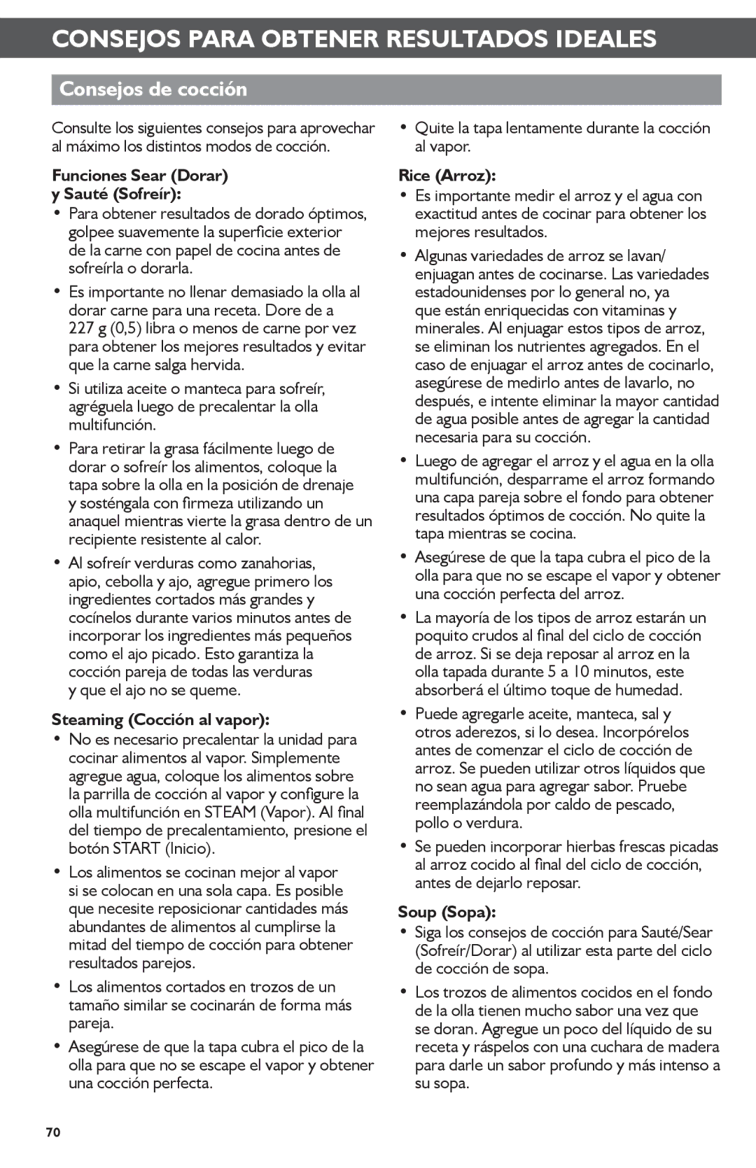 KitchenAid KMC4241 manual Consejos Para Obtener Resultados Ideales, Consejos de cocción 