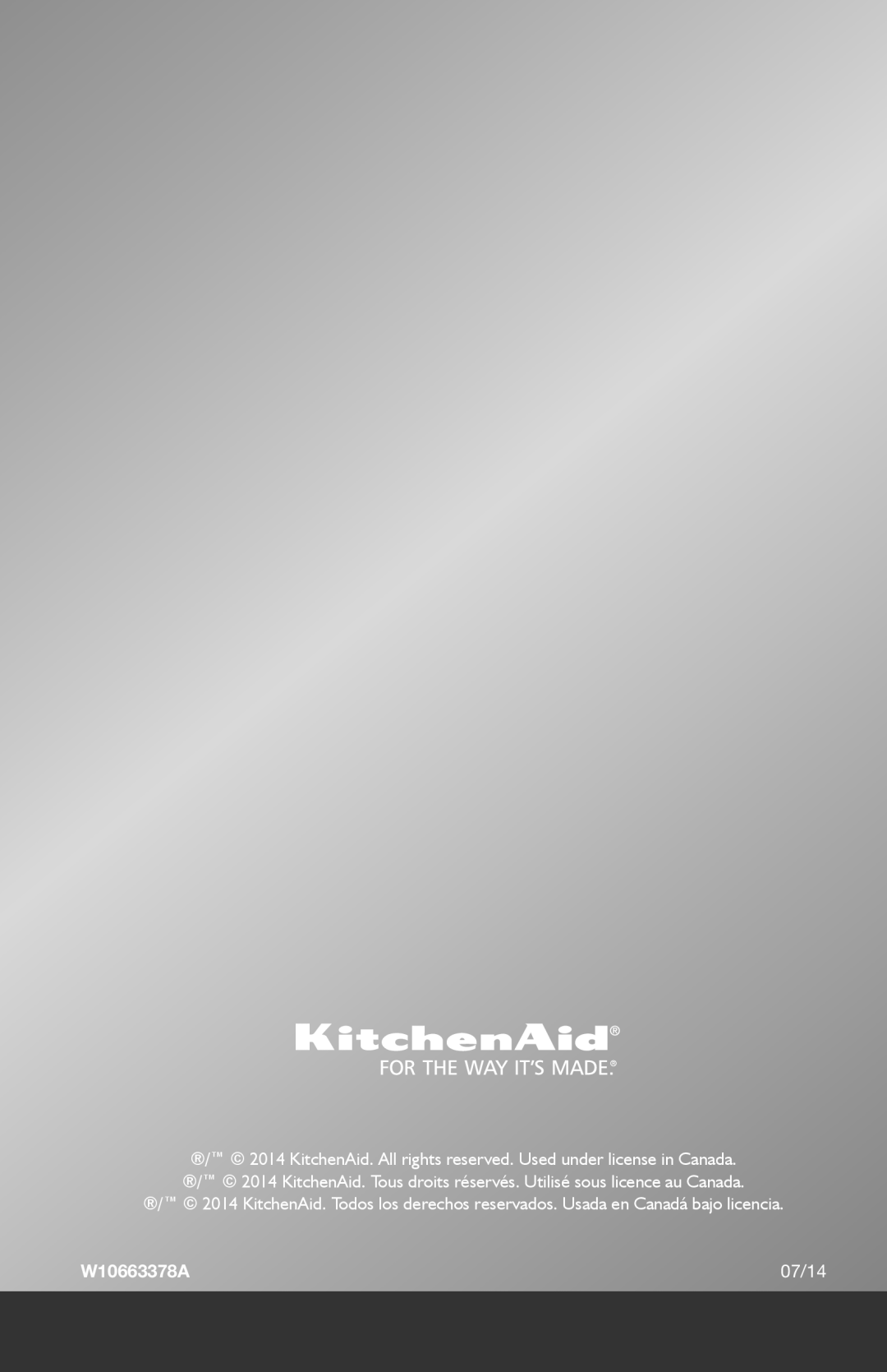 KitchenAid KMC4241 manual W10663378A, 07/14 