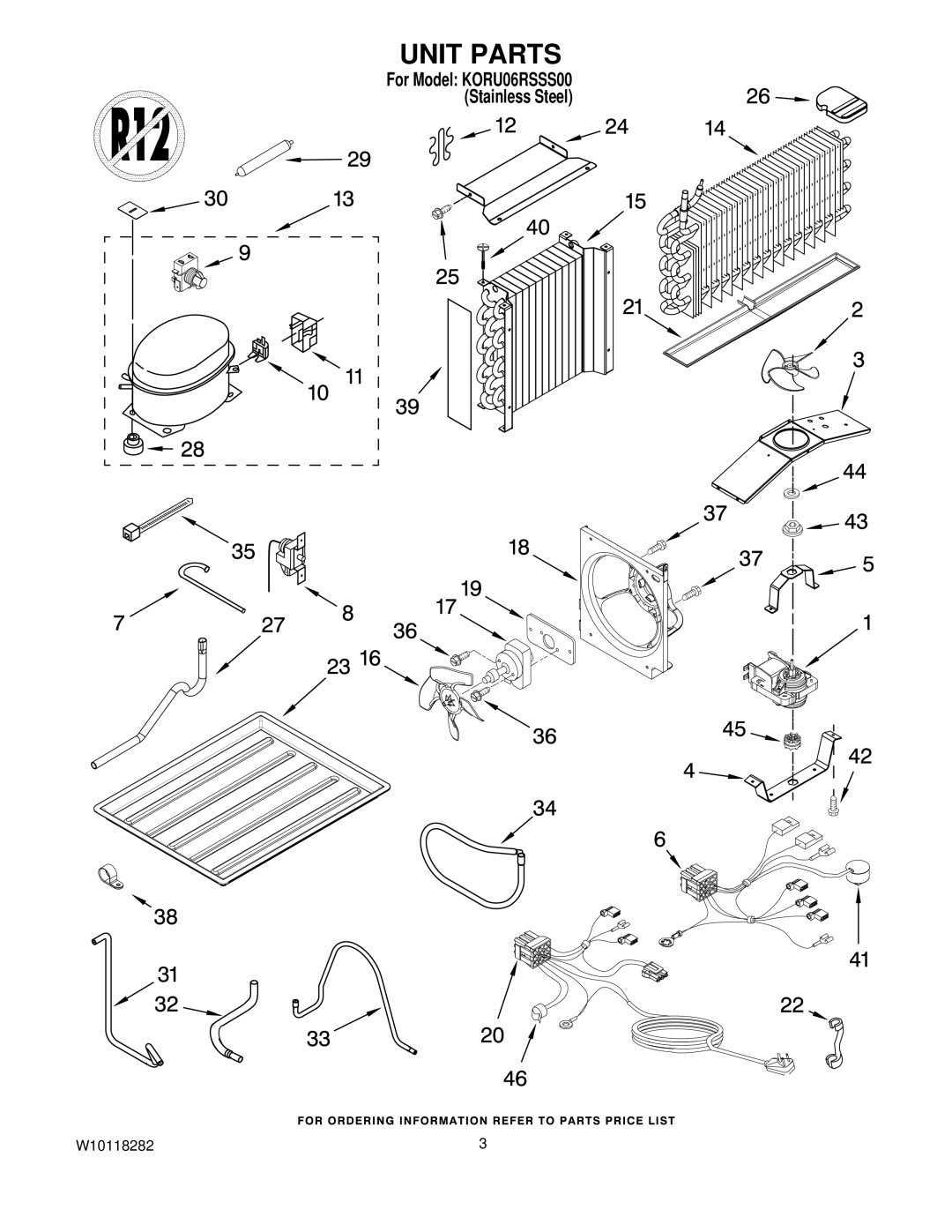 KitchenAid KORU06RSSS00 manual Unit Parts 