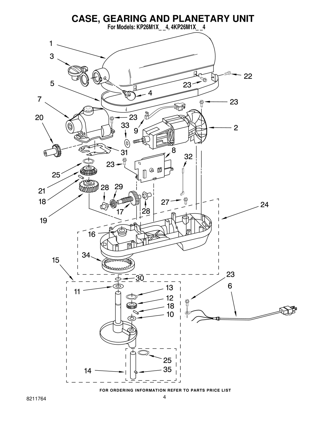 KitchenAid KP26M1XLC4, KP26M1XMR4, KP26M1XMC4, KP26M1XPM4, KP26M1XNP4, KP26M1XDP4, KP26M1XCM4 CASE, Gearing and Planetary Unit 