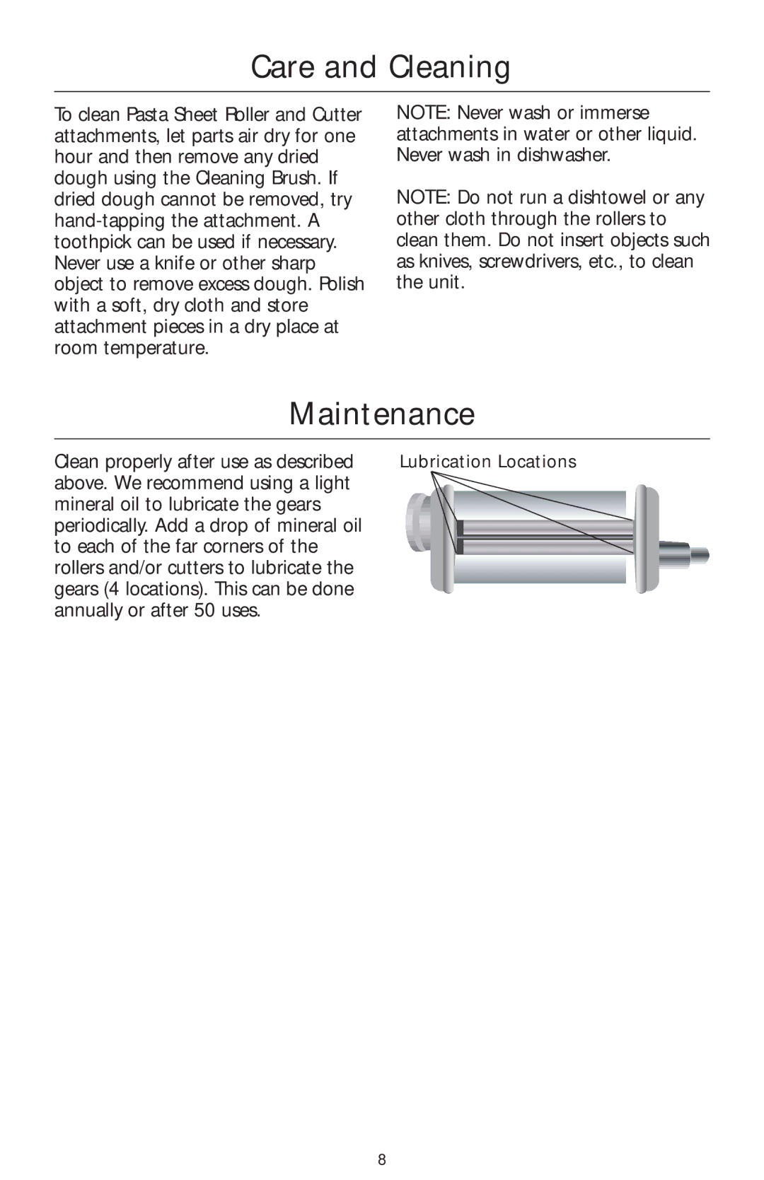 KitchenAid KPCA manual Care and Cleaning, Maintenance 