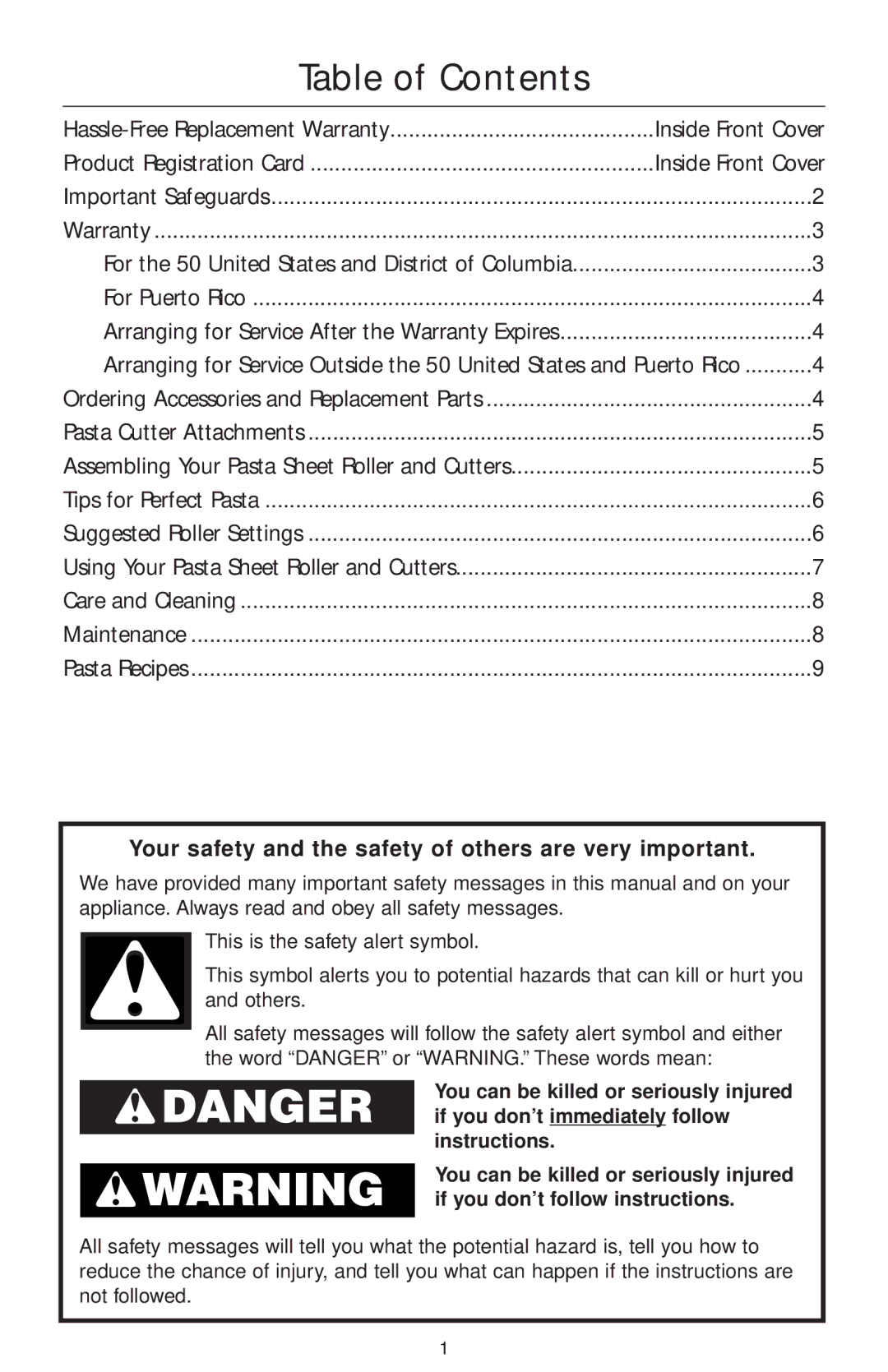 KitchenAid KPCA manual Table of Contents 