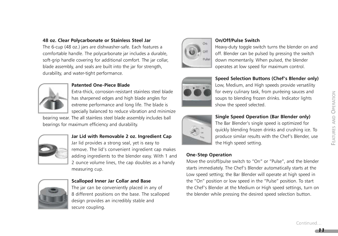 KitchenAid KPCB348, KPCB148 manual 48 oz. Clear Polycarbonate or Stainless Steel Jar 