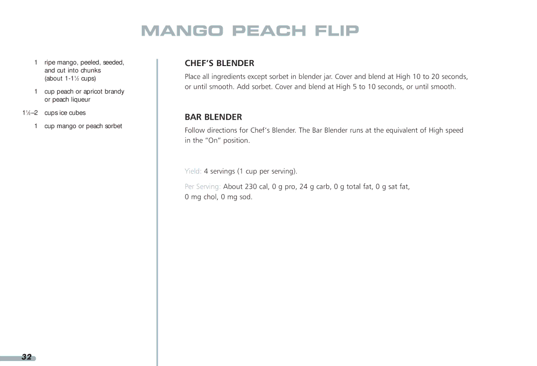 KitchenAid KPCB148, KPCB348 manual Mango Peach Flip 