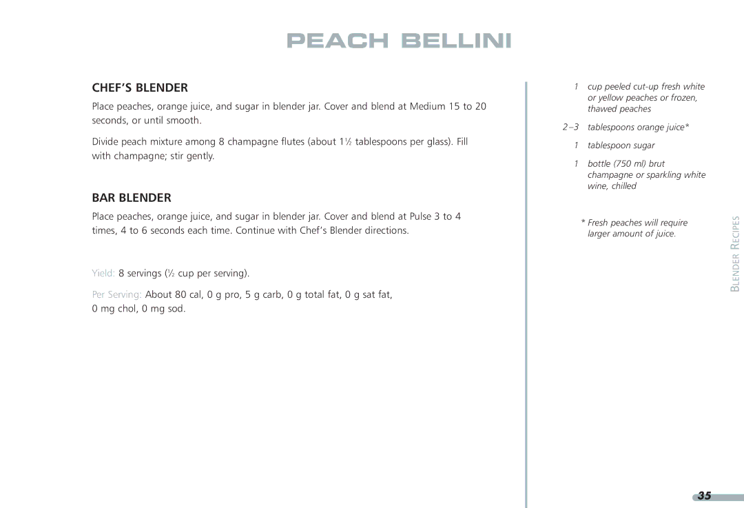 KitchenAid KPCB348, KPCB148 manual Peach Bellini 