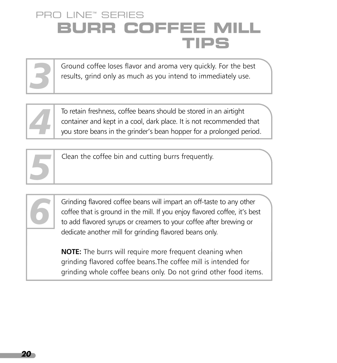 KitchenAid KPCG100 manual Burr Coffee Mill Tips 