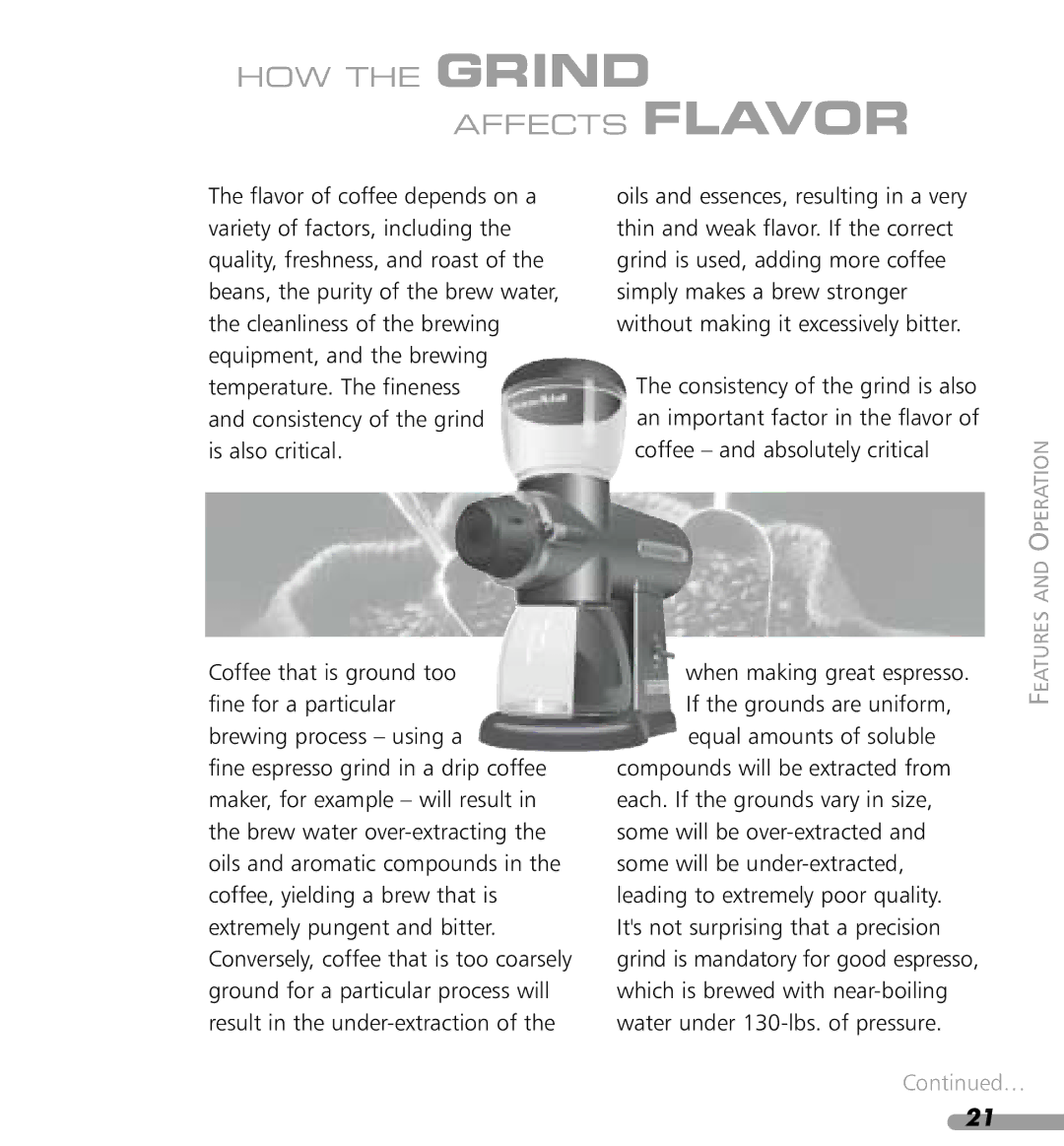 KitchenAid KPCG100 manual HOW the Grind Affects Flavor 