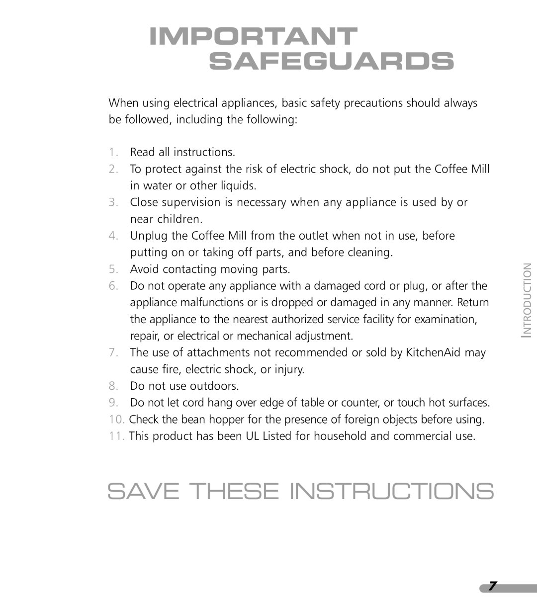 KitchenAid KPCG100 manual Important Safeguards 