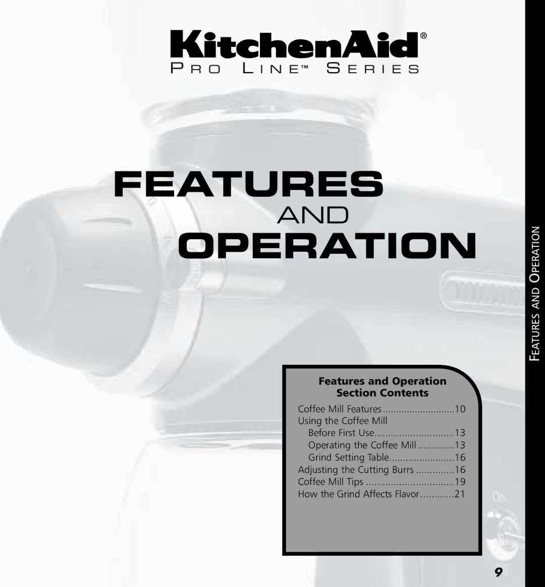 KitchenAid KPCG100 manual Features Operation 