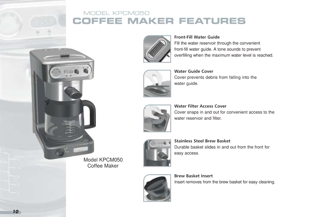 KitchenAid KPCM050 manual Coffee Maker Features 