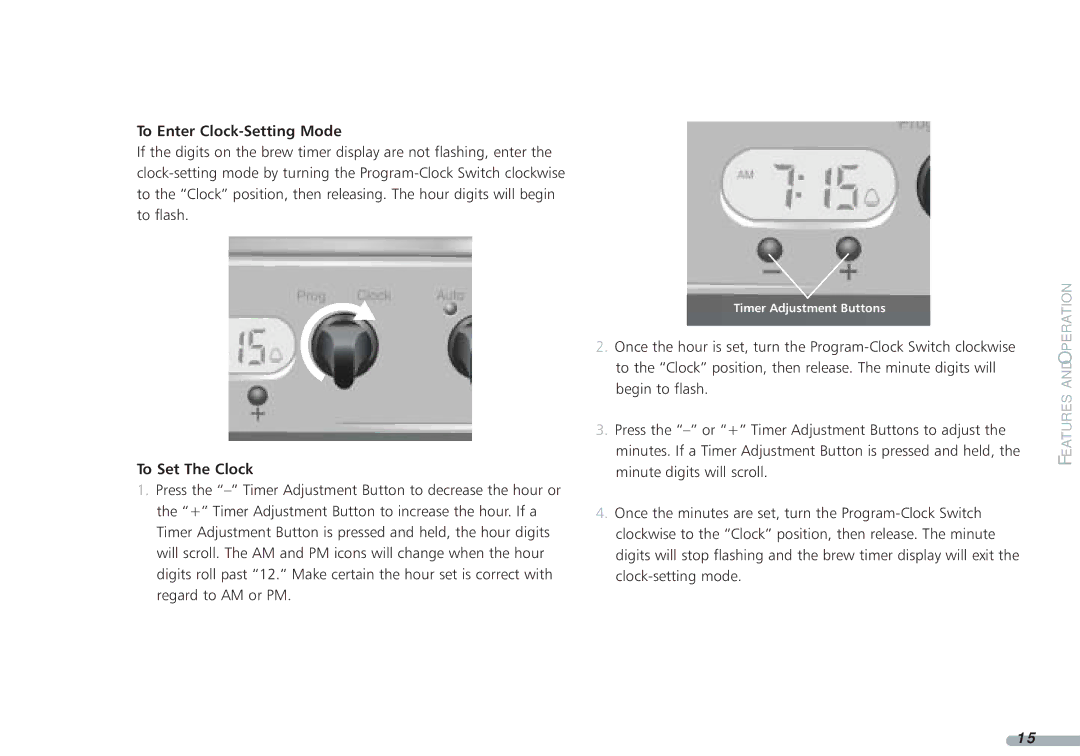 KitchenAid KPCM050 manual To Enter Clock-Setting Mode, To Set The Clock 