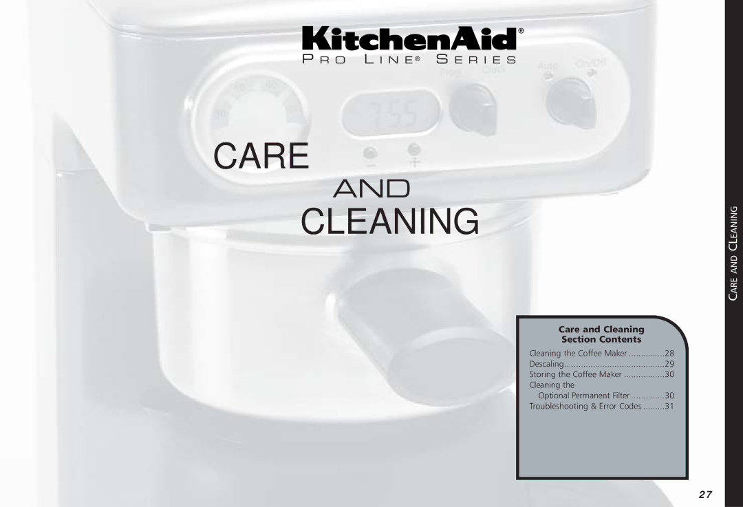 KitchenAid KPCM050 manual Care Cleaning 