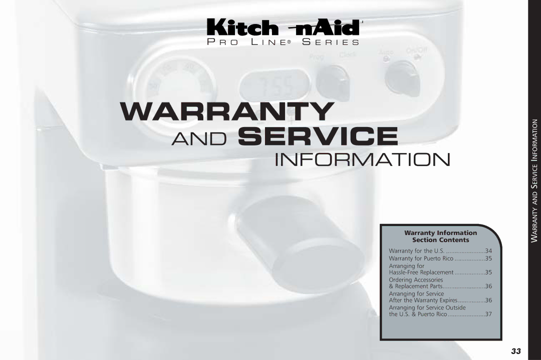 KitchenAid KPCM050 manual Warranty and Service 