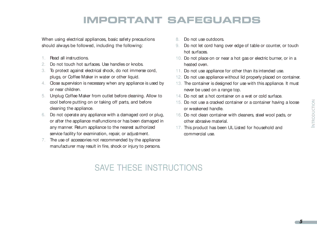 KitchenAid KPCM050 manual Important Safeguards 