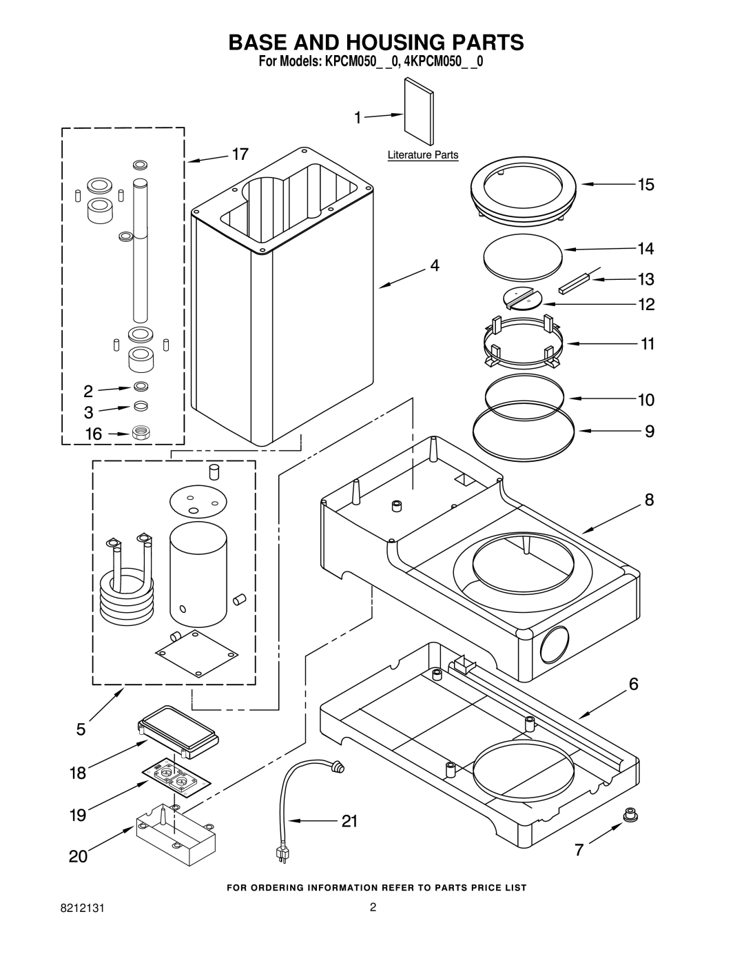 KitchenAid KPCM050NP0, KPCM050OB0, 4KPCM050PM0 manual Base and Housing Parts 