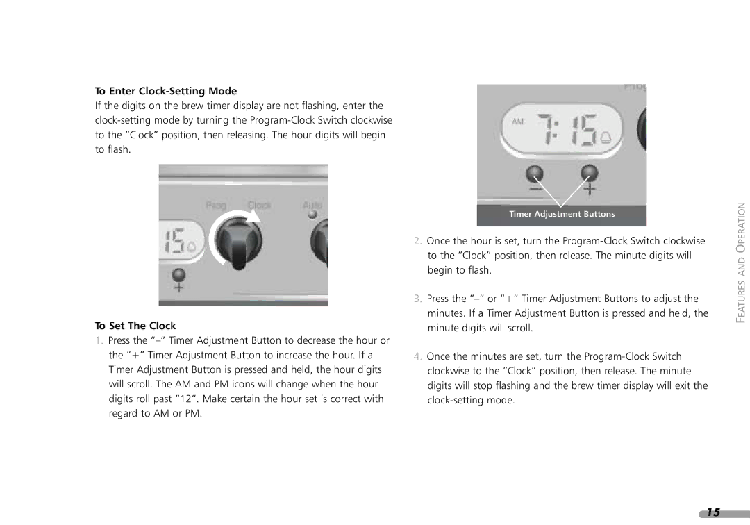 KitchenAid KPCM100 manual To Enter Clock-Setting Mode, To Set The Clock 