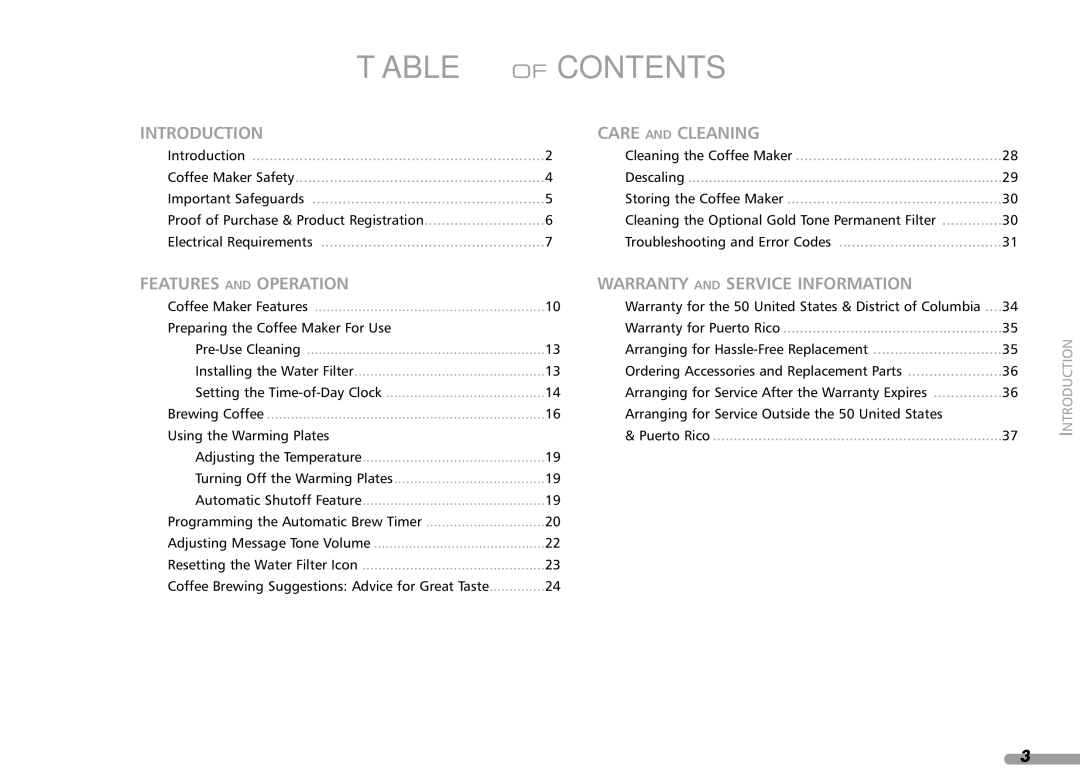 KitchenAid KPCM100 manual Table of Contents 