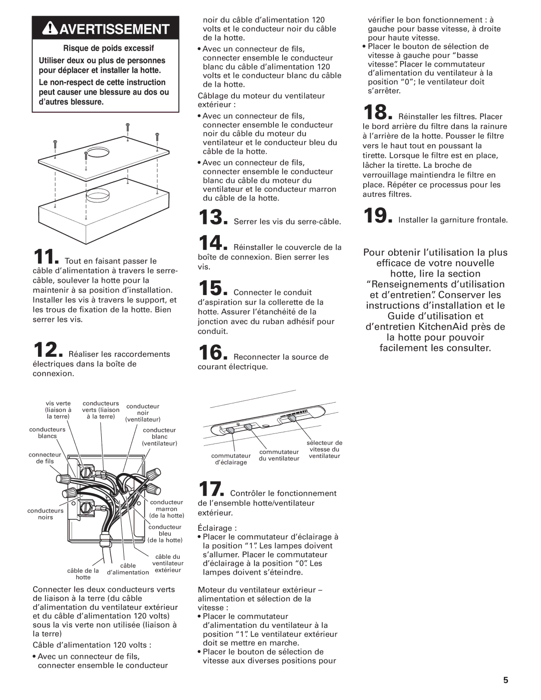 KitchenAid KPEC992M installation instructions Risque de poids excessif 