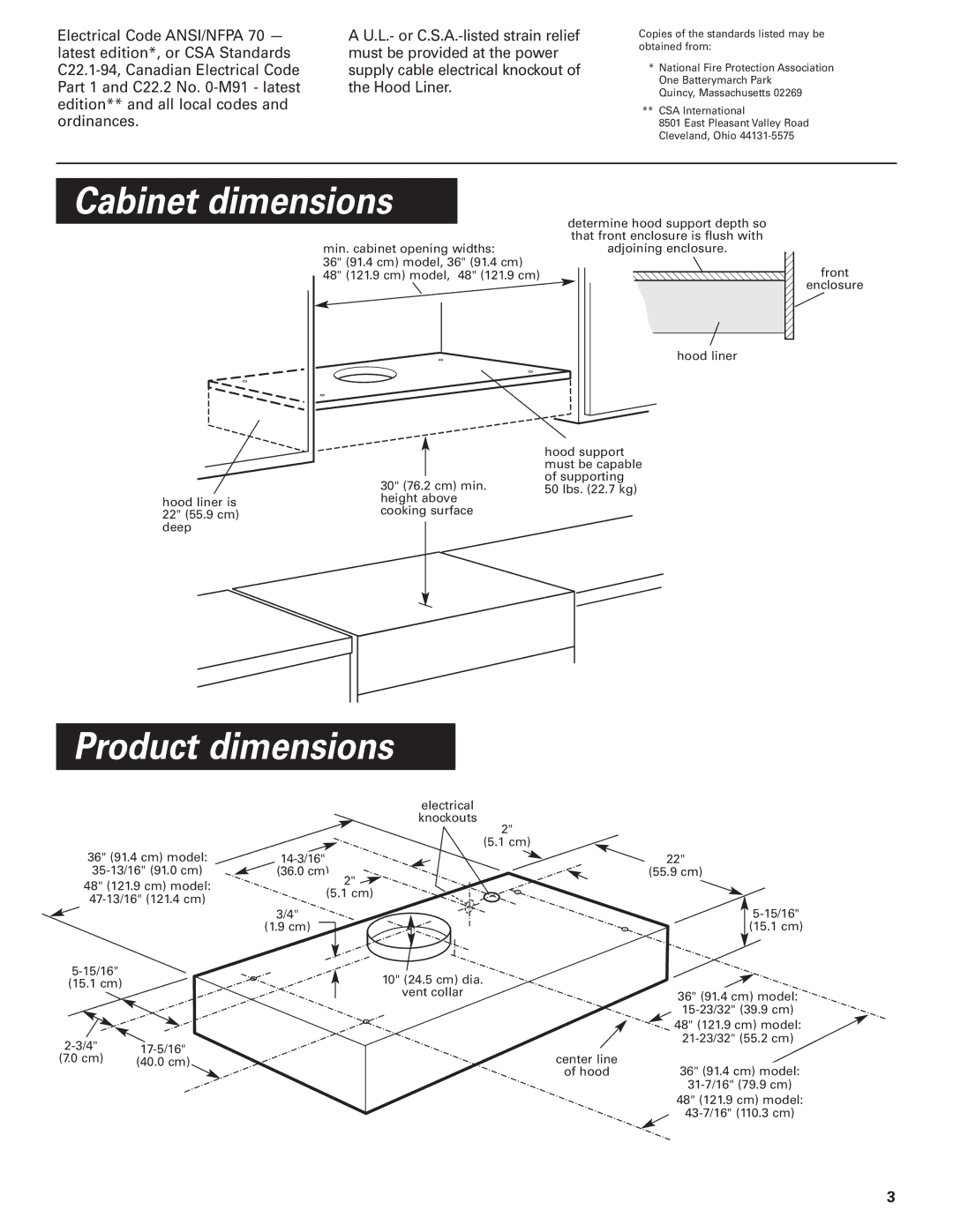 KitchenAid KPEC992M installation instructions Cabinet dimensions, Product dimensions 