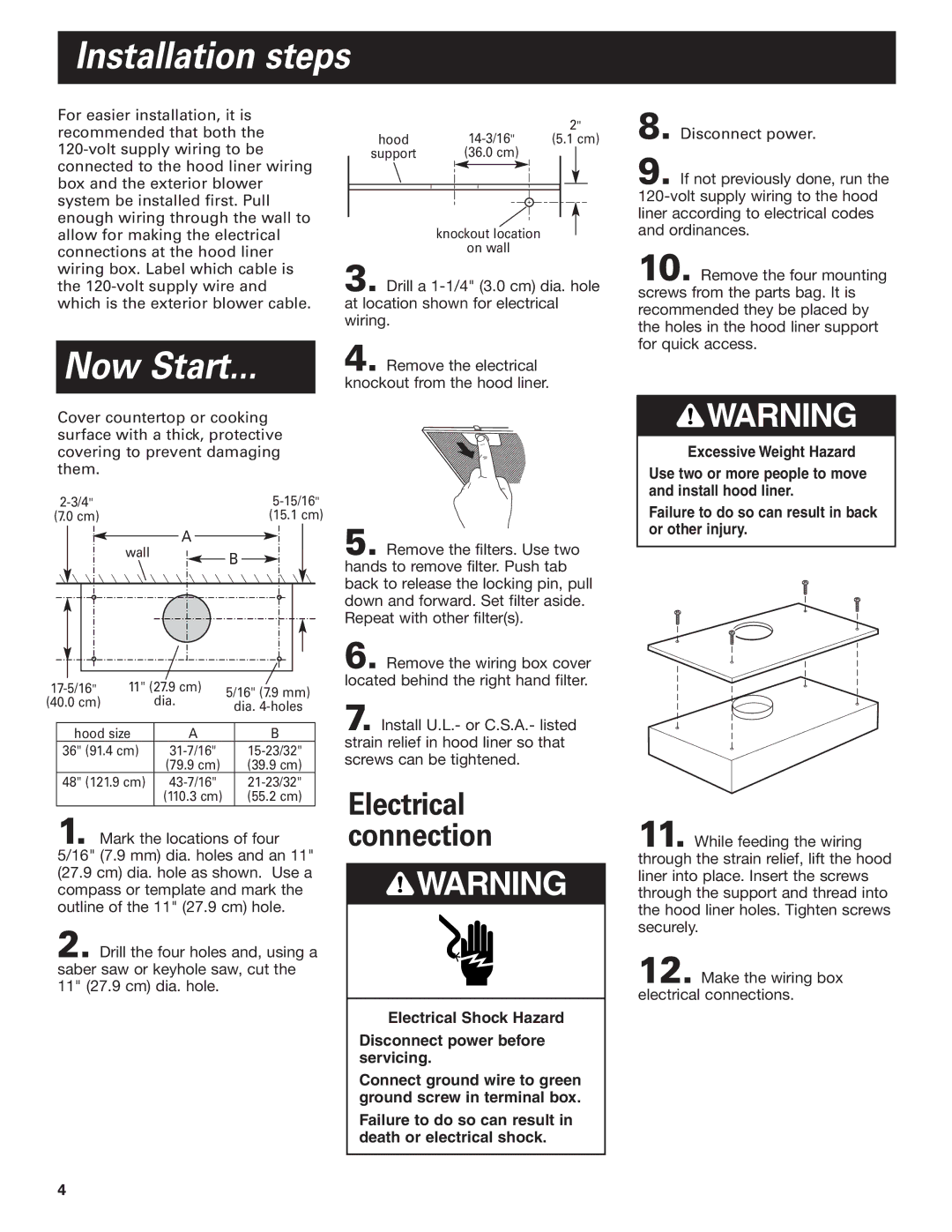 KitchenAid KPEC992M installation instructions Installation steps, Now Start 