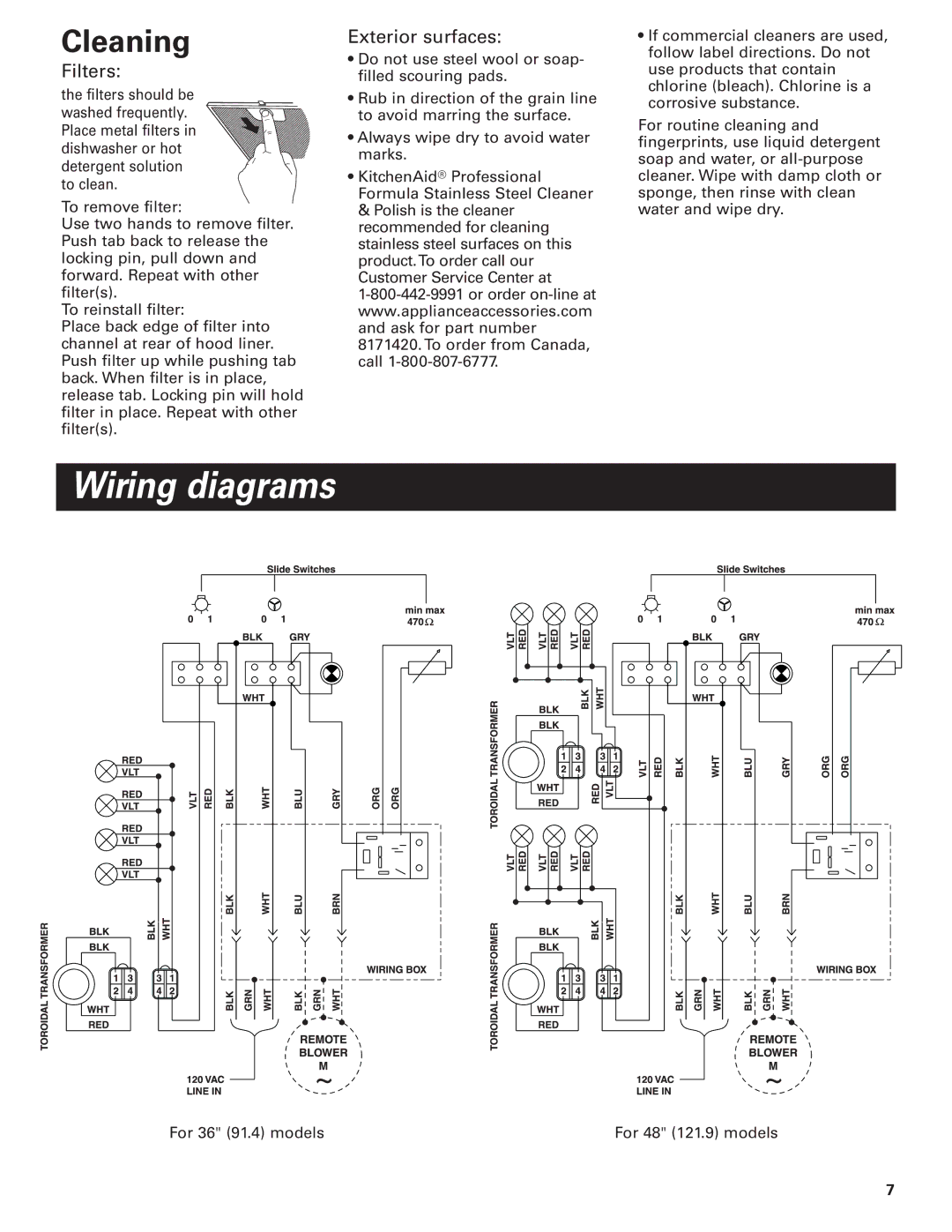 KitchenAid KPEC992M installation instructions Wiring diagrams, Cleaning 