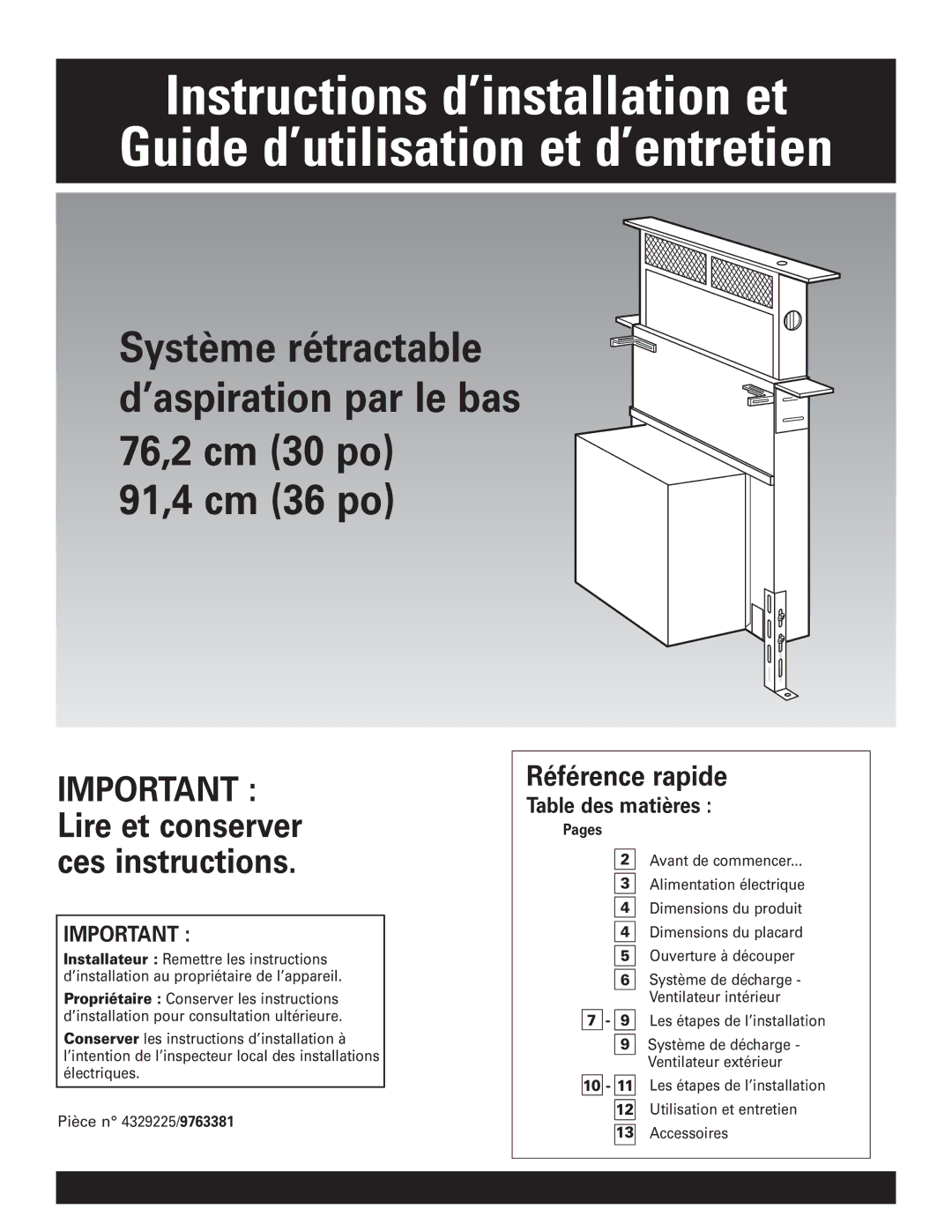 KitchenAid KPEU722M installation instructions Instructions d’installation et 