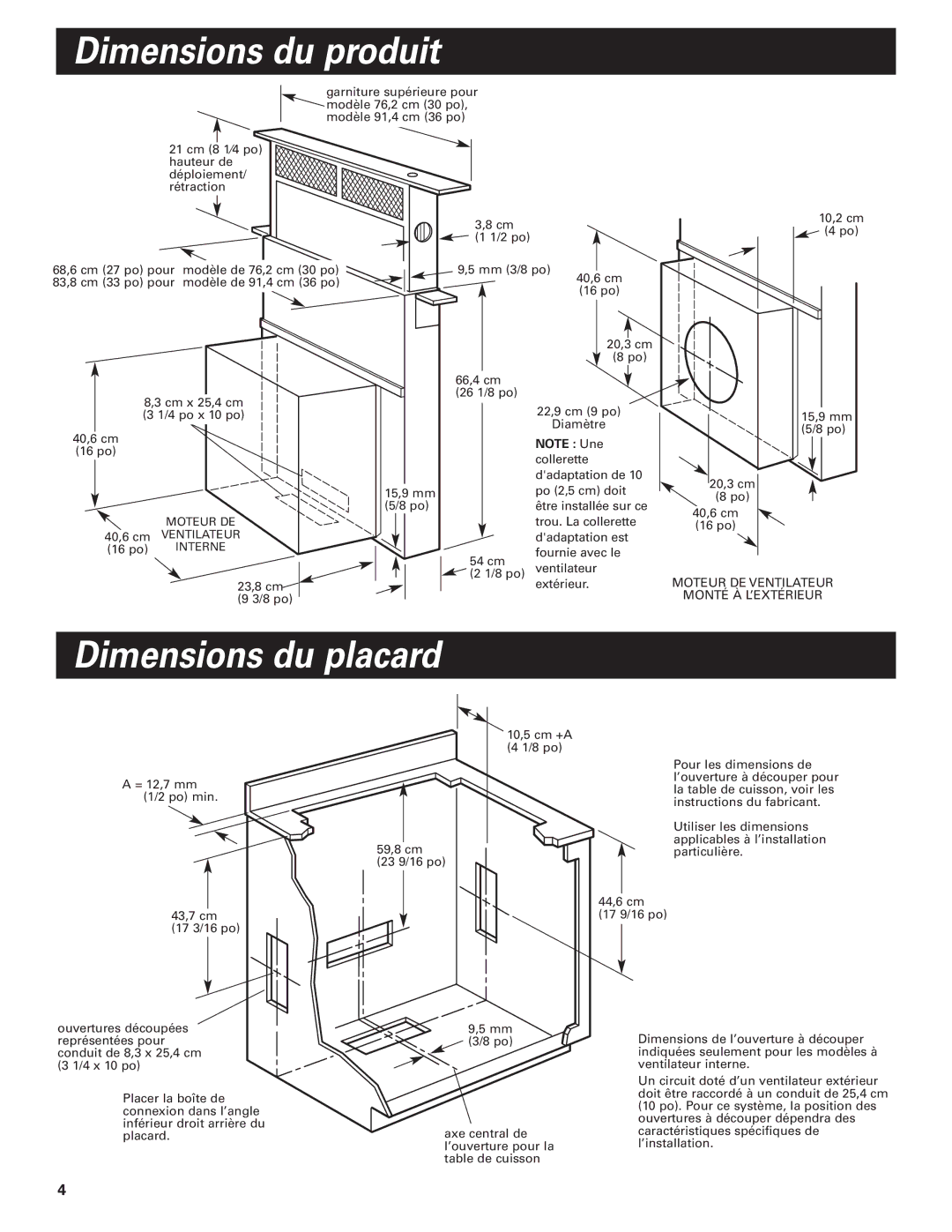 KitchenAid KPEU722M installation instructions Dimensions du produit, Dimensions du placard 