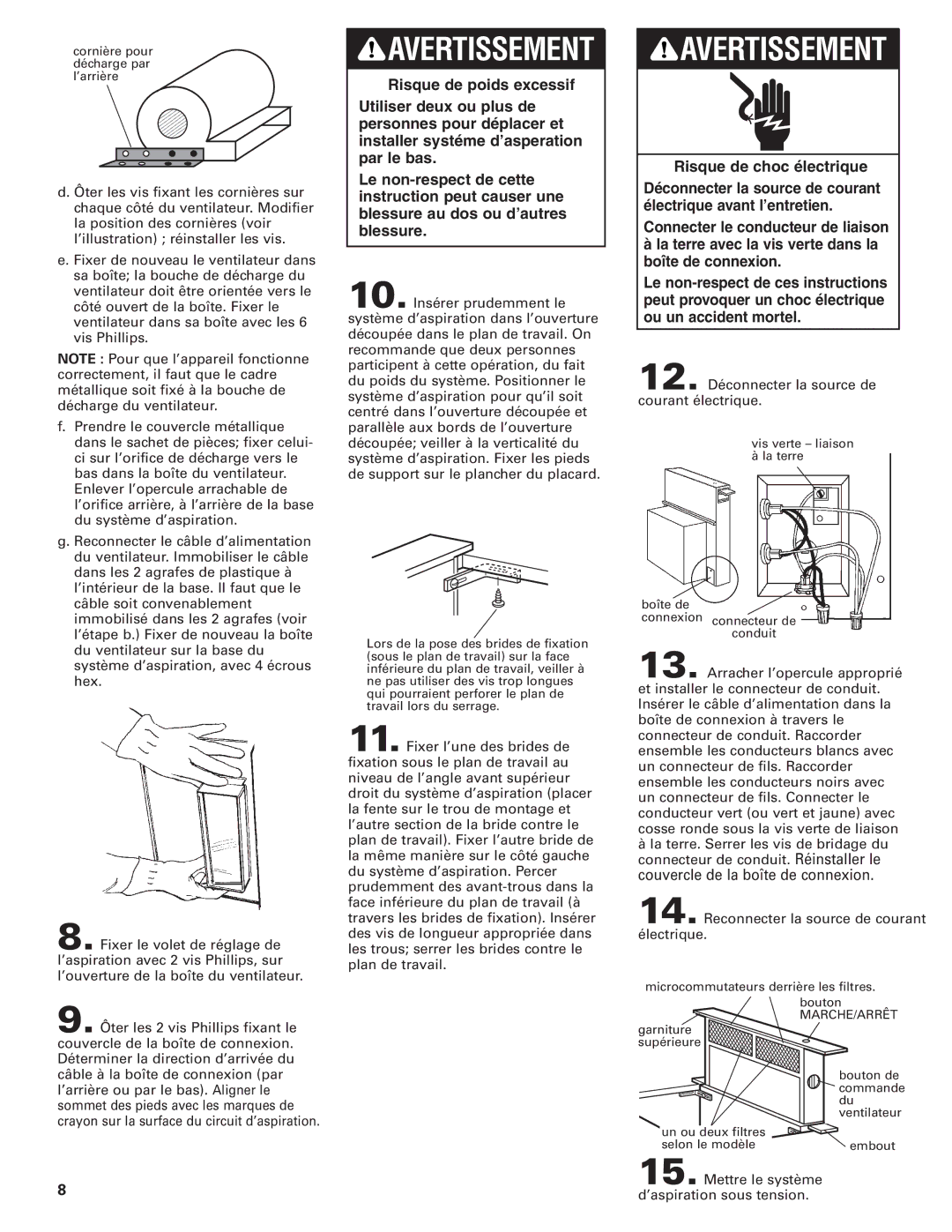 KitchenAid KPEU722M installation instructions Avertissement 