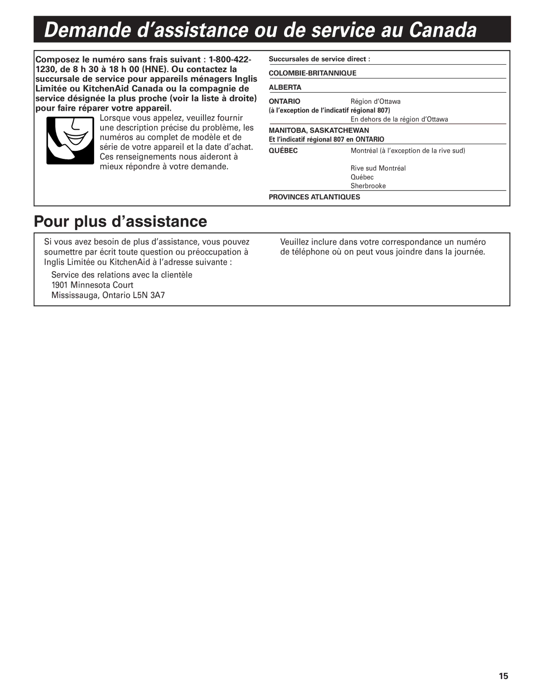 KitchenAid KPEU722M installation instructions Demande d’assistance ou de service au Canada, Pour plus d’assistance 