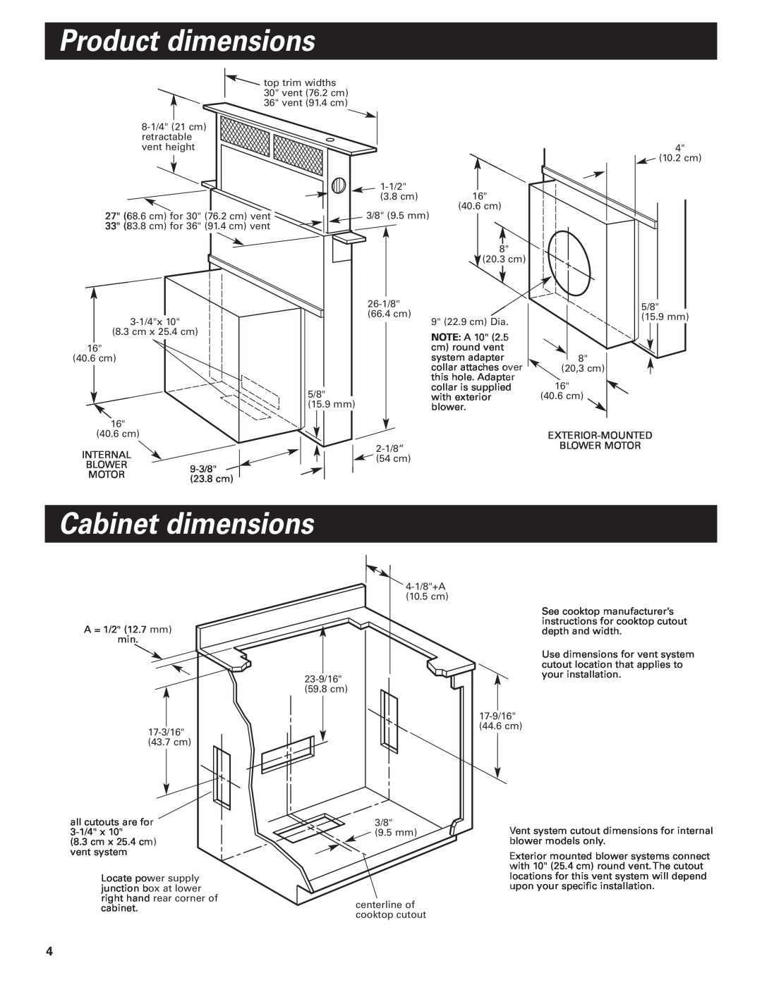 KitchenAid KPEU722M installation instructions Product dimensions, Cabinet dimensions 