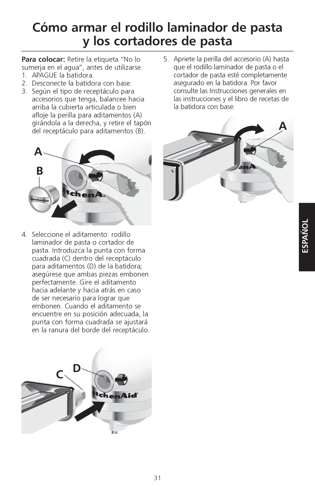 KitchenAid KPEX manual Apague la batidora Desconecte la batidora con base 