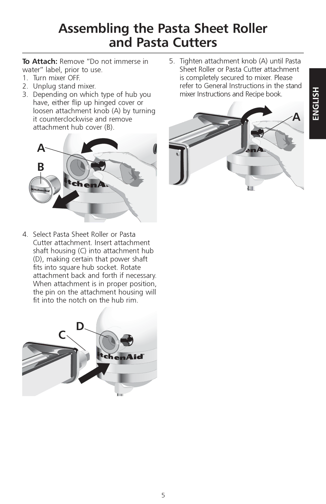 KitchenAid KPEX manual Assembling the Pasta Sheet Roller Pasta Cutters 