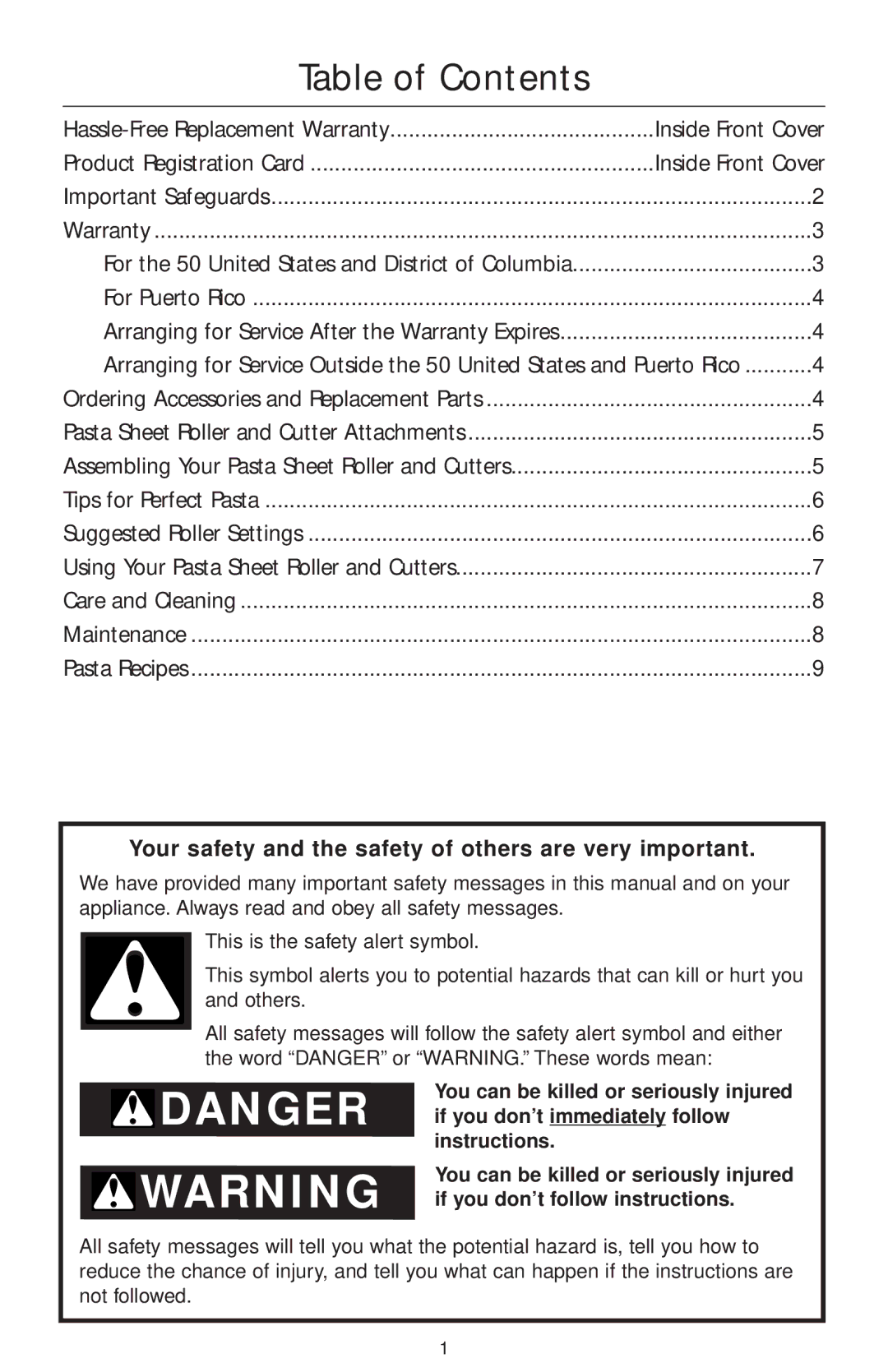 KitchenAid KPRA manual Table of Contents 