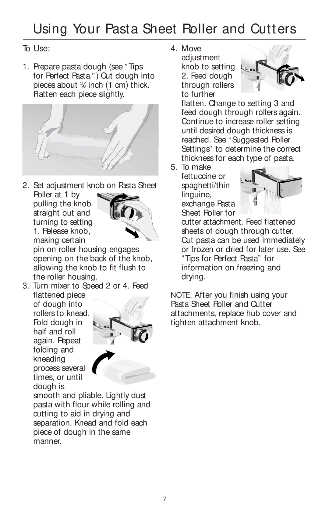 KitchenAid KPRA manual Using Your Pasta Sheet Roller and Cutters, To Use 