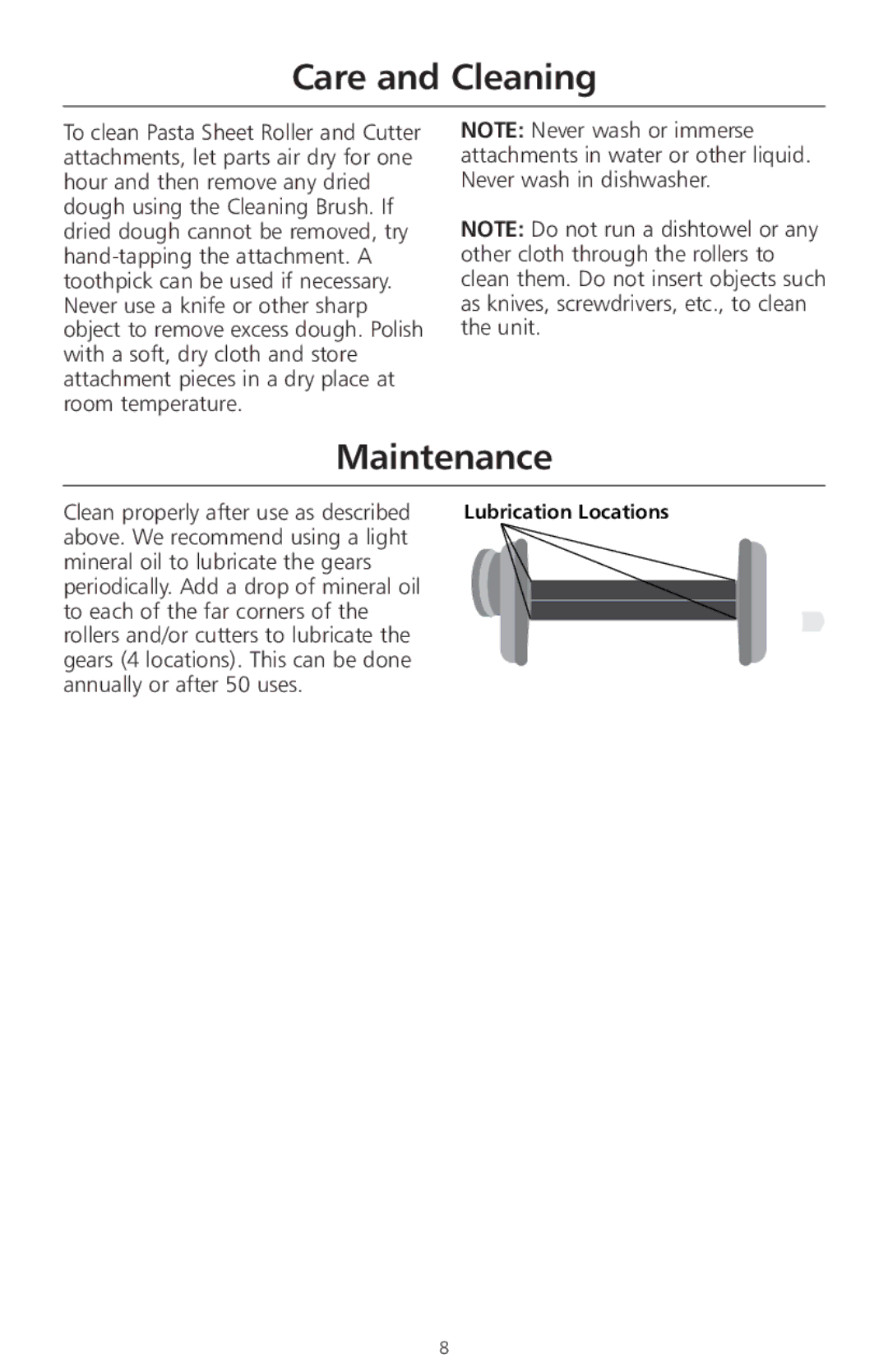 KitchenAid KPRA manual Care and Cleaning, Maintenance 