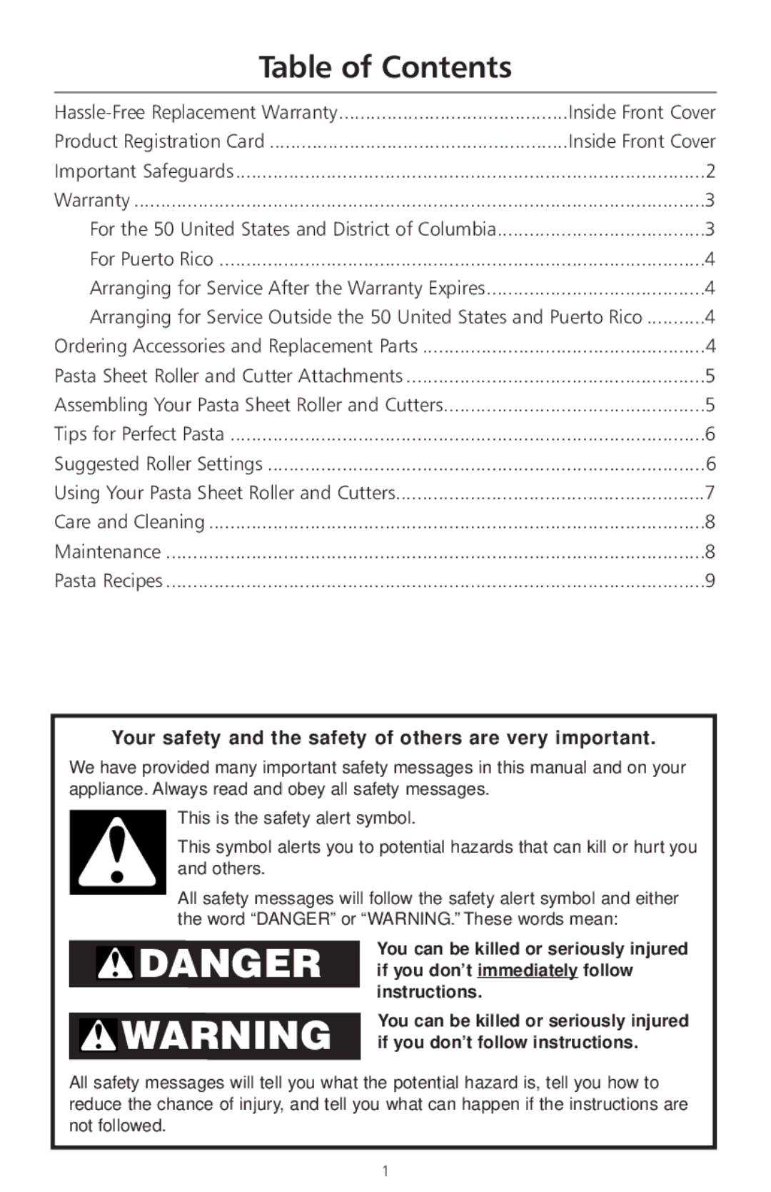 KitchenAid KPRA manual Table of Contents 