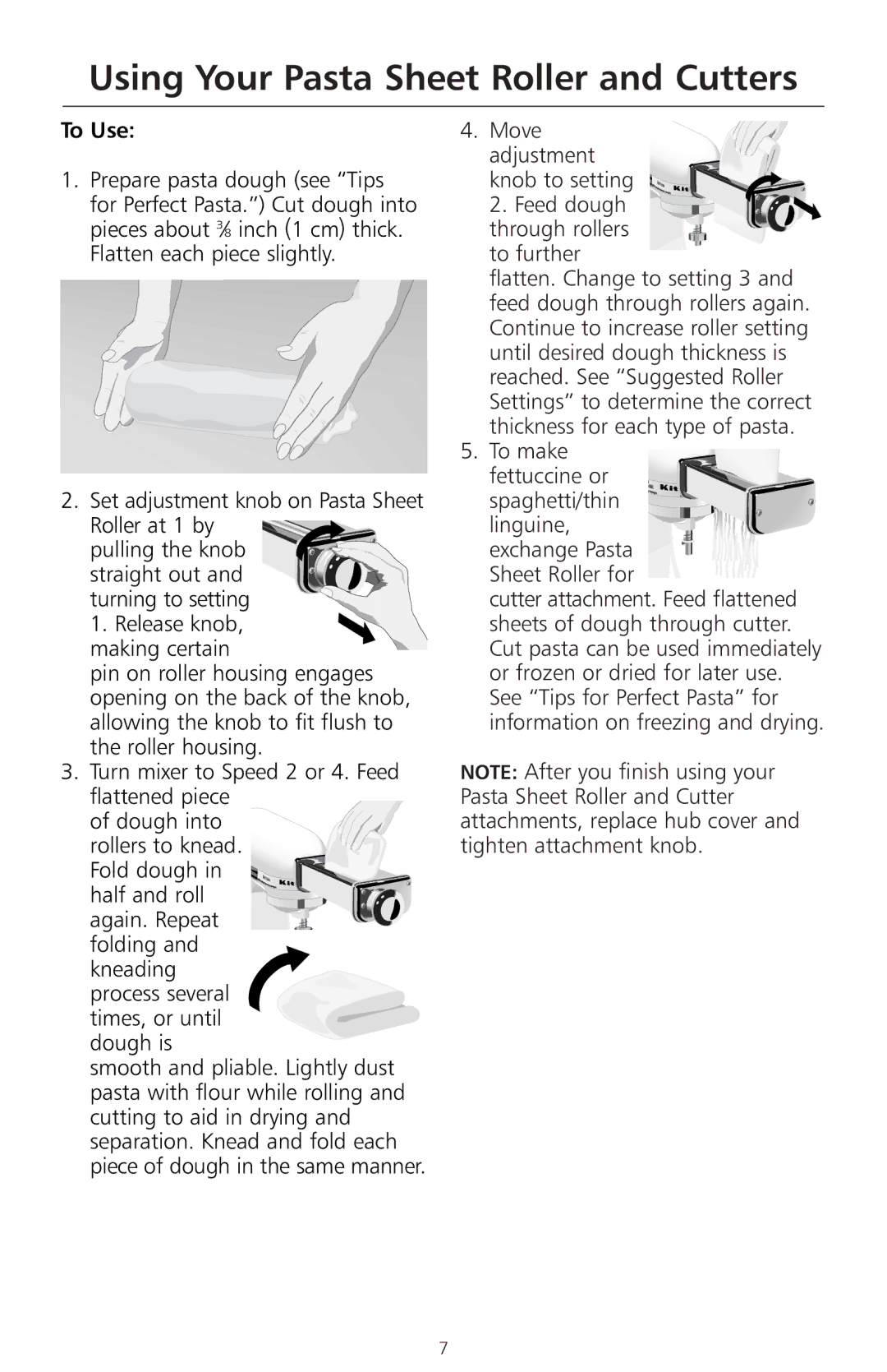 KitchenAid KPRA manual Using Your Pasta Sheet Roller and Cutters, To Use 