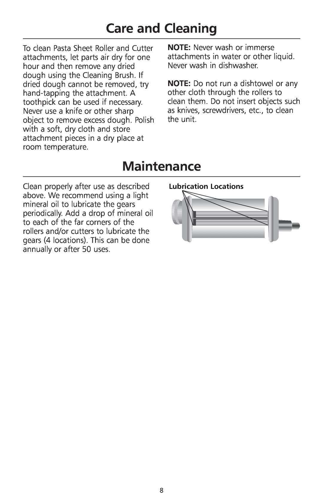 KitchenAid KPRA manual Care and Cleaning, Maintenance 