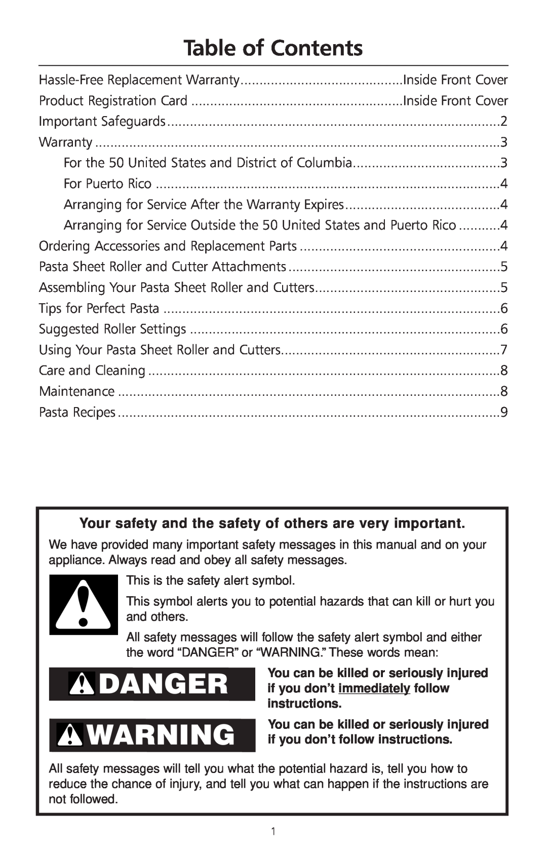 KitchenAid KPRA manual Table of Contents, You can be killed or seriously injured, WARNING if you don’t follow instructions 