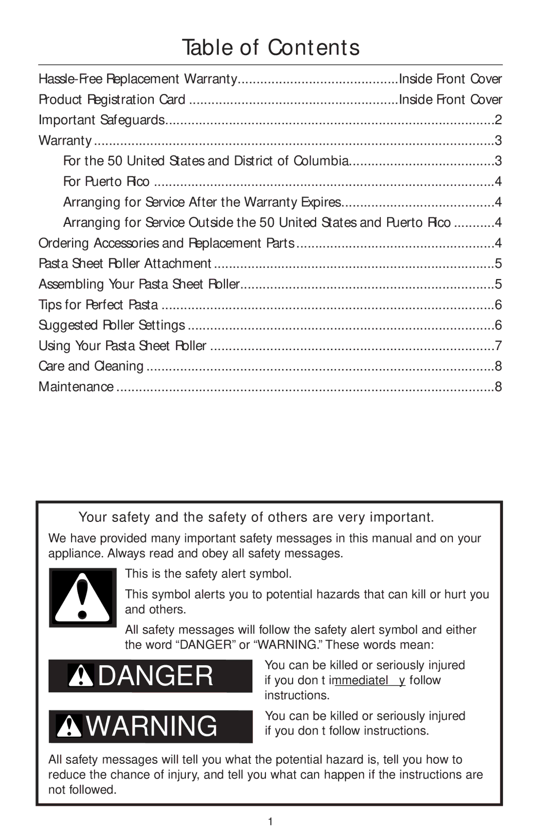 KitchenAid KPSA manual Table of Contents 