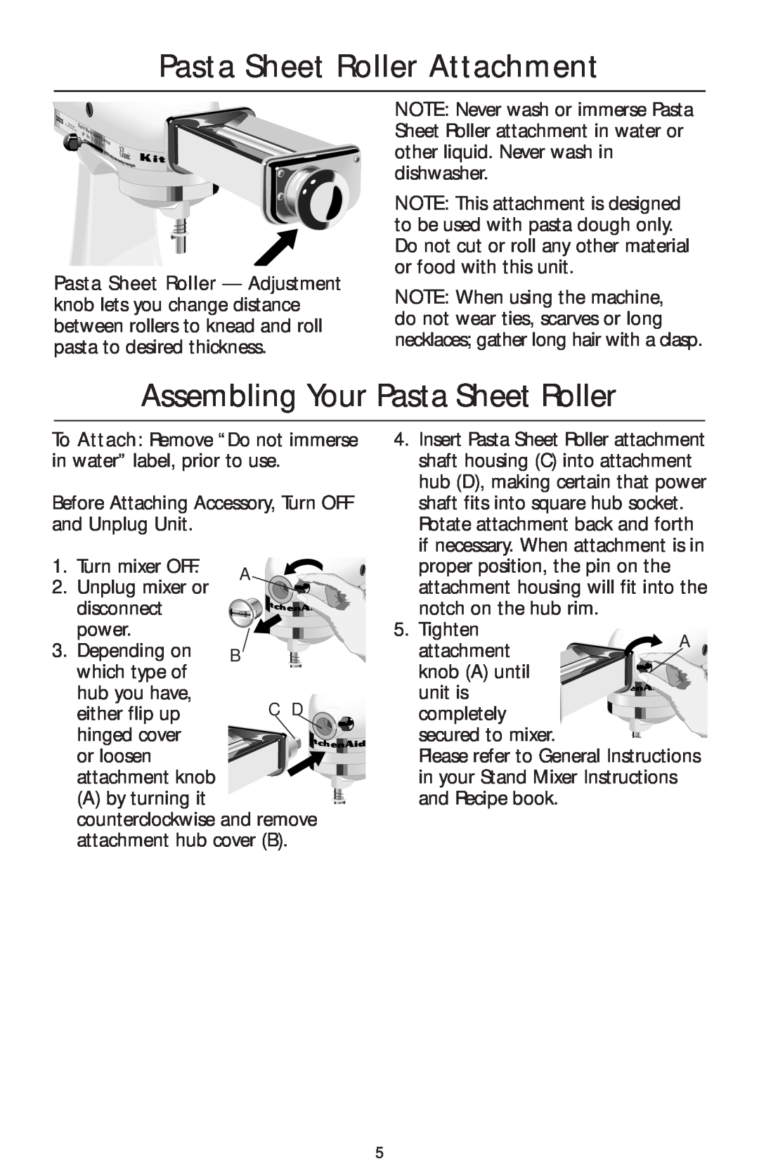 KitchenAid KPSA manual Pasta Sheet Roller Attachment, Assembling Your Pasta Sheet Roller 