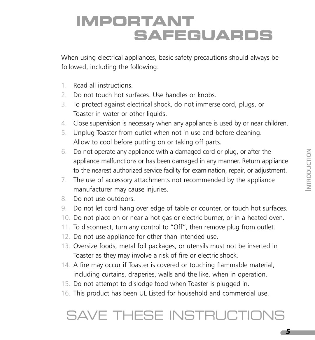 KitchenAid KPTT780, KPTT890 manual Important Safeguards, Save These Instructions 